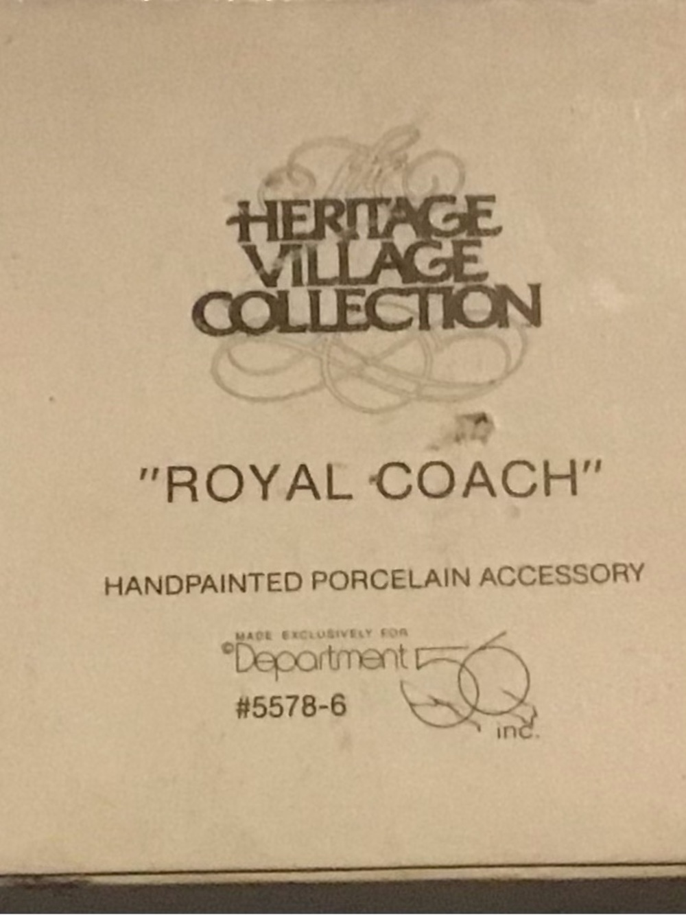 VTG Department 56 Royal Coach Heritage Village 1989 NIB